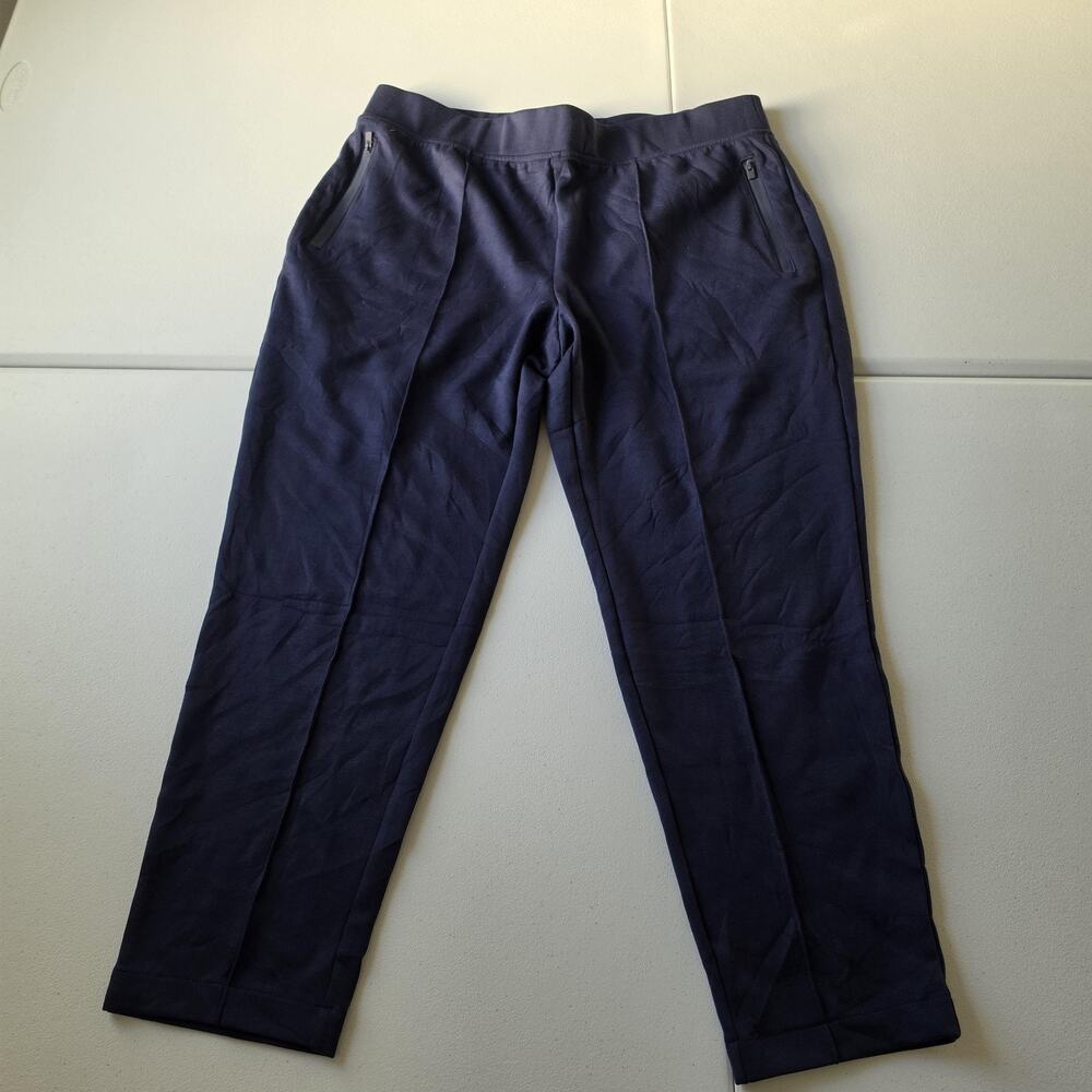 Chico's Zenergy Double Knit AK Pants Womens 2 L Blue Ankle Slim Leg Knit Pull On